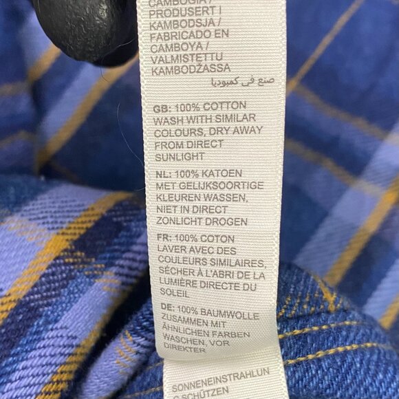 Fat Face Flannel Shirt Mens XXL Blue Indigo Plaid Cotton Long Sleeve Button Down - Picture 8 of 15